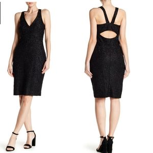 Marina Back Cutout Black Sparkle Lace Dress